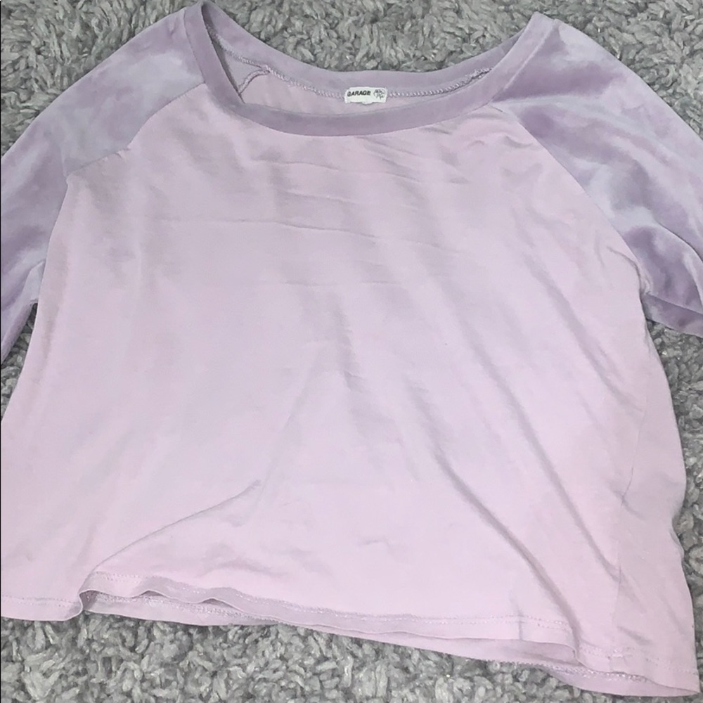 pastel purple fuzzy cropped tee